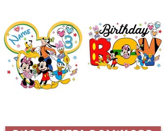 Personalized Mickey And Friends Birthday PNG, Disneyland Birthday Boy Png, Custom Birthday Gift, Disneyland Family Trip Png Digital Download