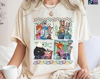Komfort Farben Disneyland Zootopia 2 Shirt, Zootopia Varsity Shirt, Zootopia Charaktere, Nick Wilde Judy Hopps Finnick Flash Magic Kingdom