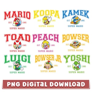 スーパーマリオキャラクターPNGバンドル、スーパーマリオファミリーマッチングPNG、マリオと友達PNG、マリオファミリーバースデー、マリオバースデーマッチングPNG