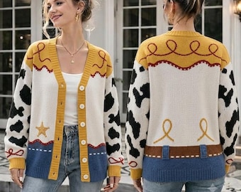 Jessie Cowgirl Cardigan, Cowgirl Costume Sweater, Western Character Outfit, Halloween Cosplay Top, Theme Park Wear Jessie Fan Gift