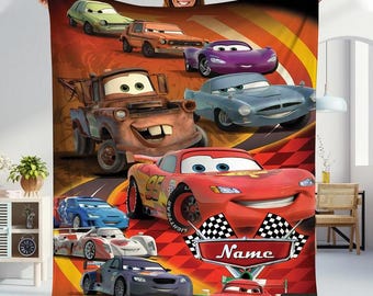 Personalized Disneyland Cars Blanket, Lightning McQueen Tow Mater Fleece Blanket, Cars Disneyland Blanket, Custom Name Disneyworld Blanket