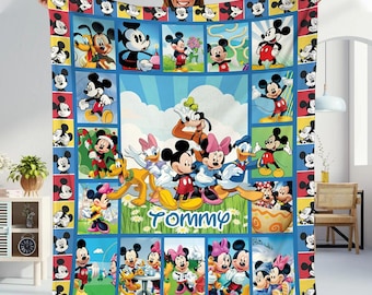 Personalized Mickey Mouse And Friends Blanket, Mickey Minnie Mouse Blanket, Mickey And Friend Blanket, Christmas Gift, Magic Kingdom Blanket