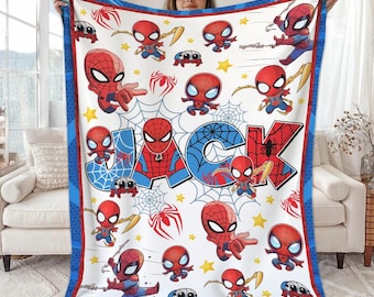 Manta polar personalizada de Spiderman, manta de superhéroe personalizada, manta de Spiderman para sofá cama, regalo de cumpleaños de Spiderman