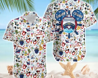 Disneyland Cruise Hawaiian Shirt, Mickey And Friends Button Up Beach Shirt, Summer Vacation Family Matching Outfit, Tropical Cruise Gift