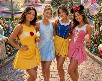Vestido-saia de tênis estilo princesa para cosplay, saia-saia para fantasia de Halloween, roupa para passeio no parque mágico com as amigas, conjunto esportivo de conto de fadas para mãe e filha.