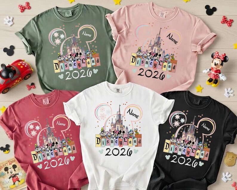 Personalized Disneyland 2026 Comfort Colors Shirt, Mickey And Friends Shirt, Custom Mouse Ear Castle Fireworks Tee, Family Vacation Matching image 1