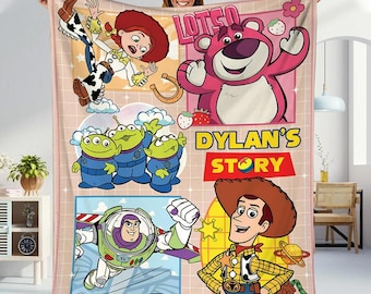 ディズニーランド ピクサー トイ・ストーリー ブランケット（名前入り）、カスタムネーム入りトイ・ストーリー キャラクター ブランケット、トイ・ストーリー 誕生日プレゼント、無限の彼方へ
