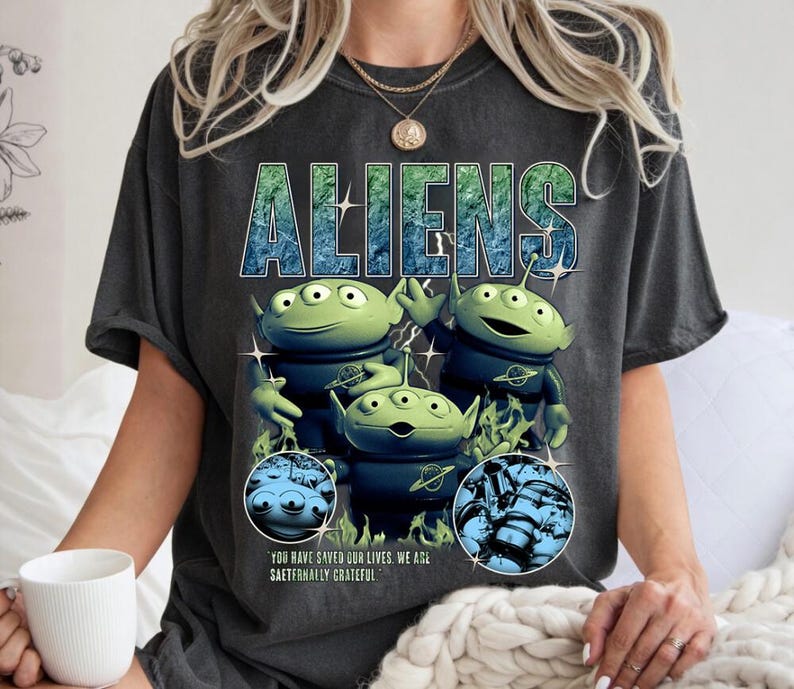 Comfort Colors Toy Story Aliens Shirt, Retro Disneyland Matching Family Vacation Tee, Magic Kingdom Theme Park Outfit, Animal Kingdom Gift image 1