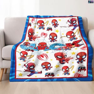Personalized Spiderman Fleece Blanket, Custom Superhero Blanket, Spiderman Throw Blanket For Bed Couch Sofa, Spiderman Birthday Theme Gift image 2