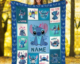 Couverture polaire personnalisée avec points, Ohana signifie famille, couverture Lilo et Stitch, couverture Magic Kingdom, couverture Disneyland, cadeau de Noël