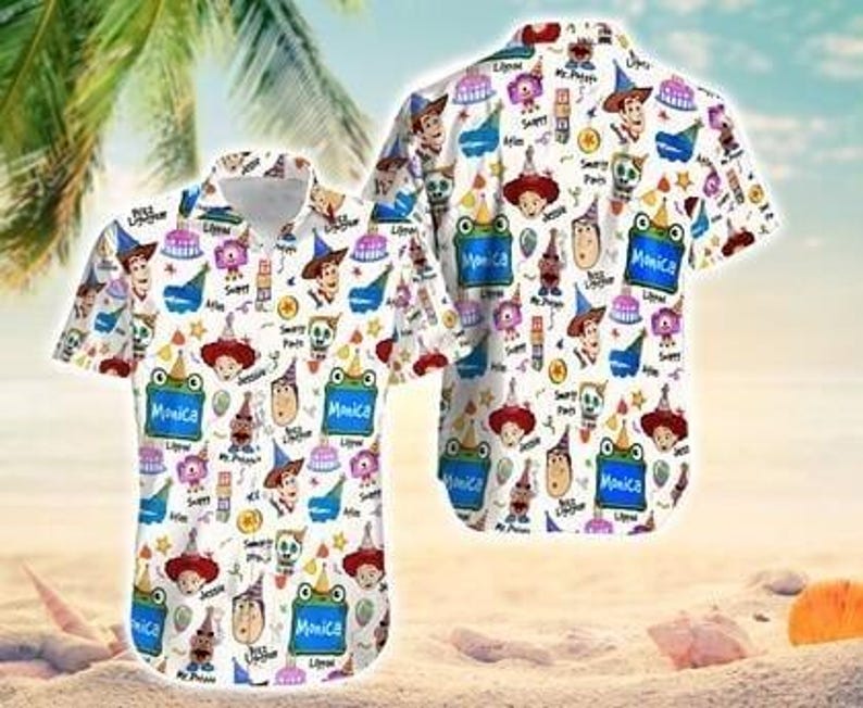 Camisa hawaiana personalizada de Toy Story de Disneyland, camisa hawaiana personalizada de Toy Story 5 de Pixar, viaje a Disneyland Pixar Fest Lilypad, regalo de cumpleaños imagen 2