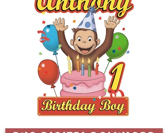 Cumpleaños de Jorge el curioso PNG personalizado, cumpleaños de Jorge el curioso niño niña PNG, cumpleaños familiar a juego, fiesta de cumpleaños, descarga digital
