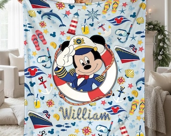Manta personalizada de Mickey para crucero, Manta familiar para crucero de Disneyland, Manta de Mickey y sus amigos para crucero, Vacaciones familiares en crucero 2025