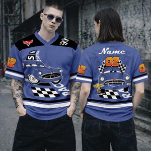 Personalized Disneyland Cars Football Jersey, Lightning McQueen Kids Football Tee, Custom Cars Movie Croptop Football Shirt, Magic Kingdom image 6