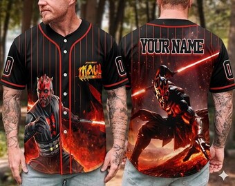 Camiseta de béisbol personalizada de Darth Maul de Star Wars, cosplay de Darth Maul, camiseta Sith de Star Wars, camiseta de Maul del Lado Oscuro, regalo para fans del Lado Oscuro de Galaxy's Edge