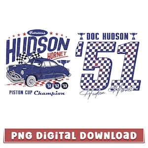 Doc Hudson 51 The Fabulous Hudson Hornet Cars Movie PNG, Disneyland Cars Checkered Png, Disneyland Vacation, Cars Movie Png Digital Download