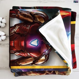 アイアンマン フリースブランケット、アベンジャーズ インフィニティ・ウォー アベンジャーズ エンドゲーム ブランケット、アベンジャーズ スーパーヒーロー スローブランケット（ベッド、ソファ用）、スーパーヒーローギフト 画像 2