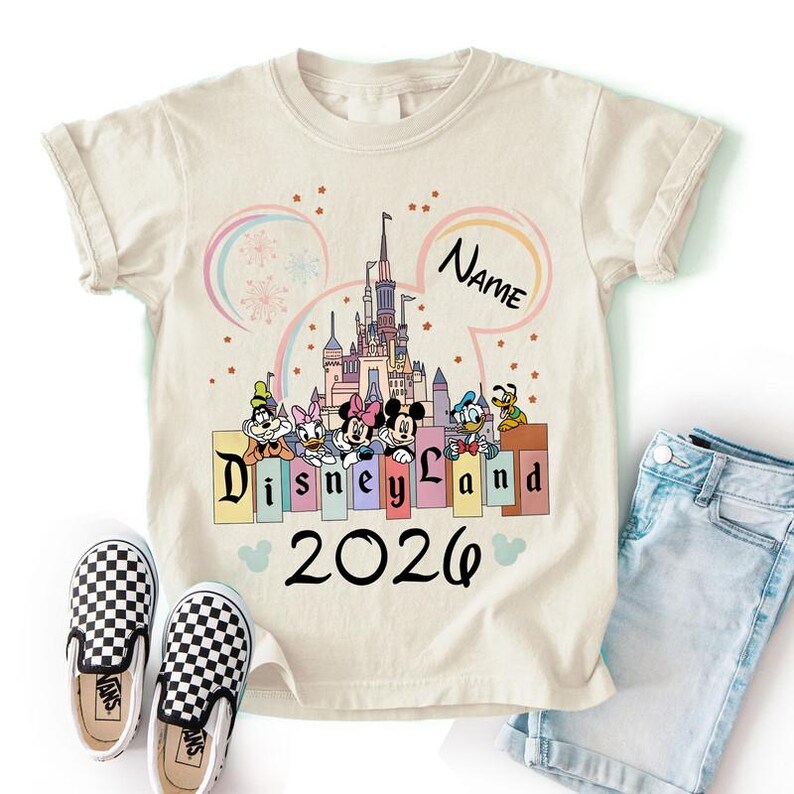 Personalized Disneyland 2026 Comfort Colors Shirt, Mickey And Friends Shirt, Custom Mouse Ear Castle Fireworks Tee, Family Vacation Matching image 4