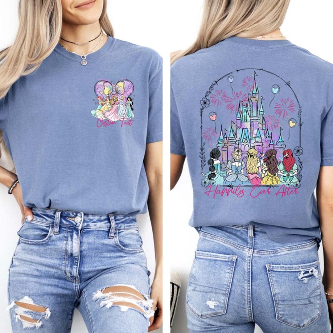 Two Sided Watercolor Princess Shirt, Princess Castle Girls Trip Shirt ...