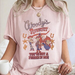 Comfort Colors Toy Story Woody's Roundup Shirt, You've Got A Friend In Me Tee, Woody And Jessie Graphic Shirt, Retro Disneyland Outfit image 2