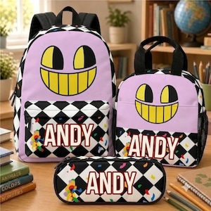 Conjunto personalizado de mochila Jax Digital Circus, mochila escolar TADC con nombre personalizado, lonchera y estuche para lápices Jax Pomni, lindo regalo de regreso a clases