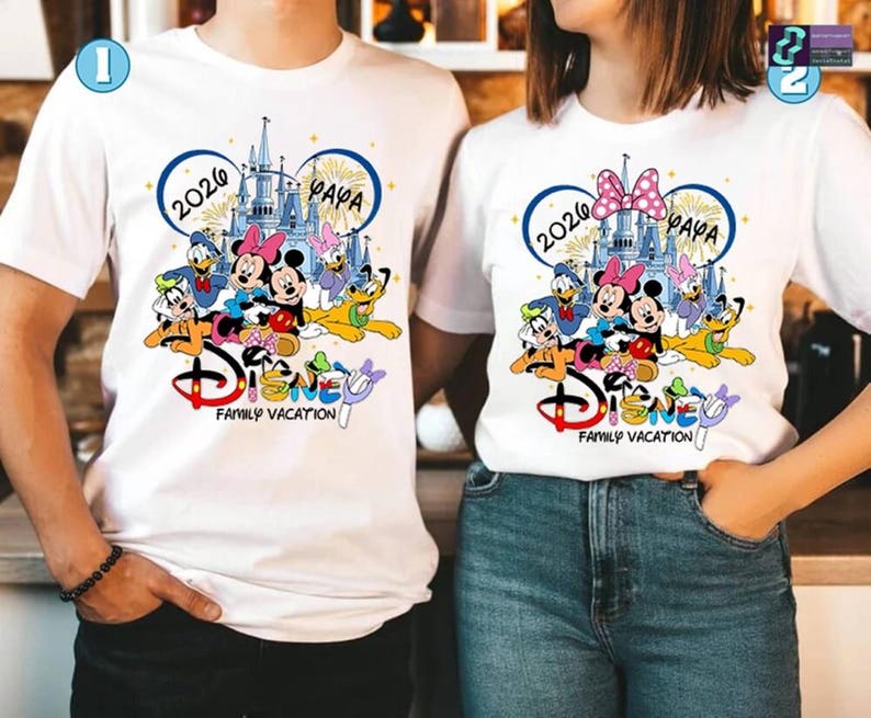 Comfort Colors Disneyland Family Vacation 2026 Shirt, Mickey And Friends Matching Shirt, Disneyland Trip, Disneyland Magical Castles Shirt image 2