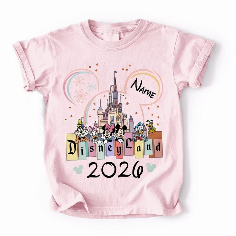 Personalized Disneyland 2026 Comfort Colors Shirt, Mickey And Friends Shirt, Custom Mouse Ear Castle Fireworks Tee, Family Vacation Matching image 5