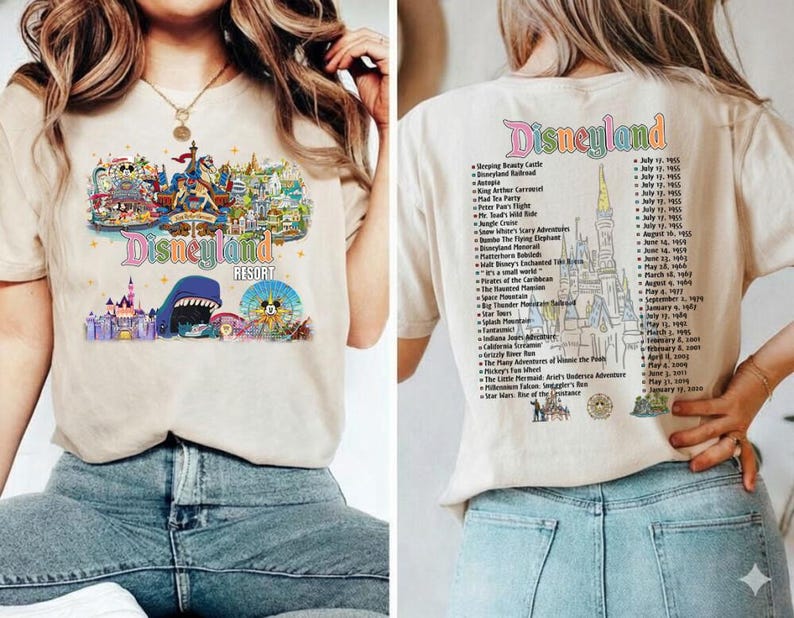 Camiseta retro de doble cara de Disneyland California Resort Comfort Colors, camiseta del parque temático Mickey y sus amigos, viaje a Disneyland, vacaciones familiares imagen 1