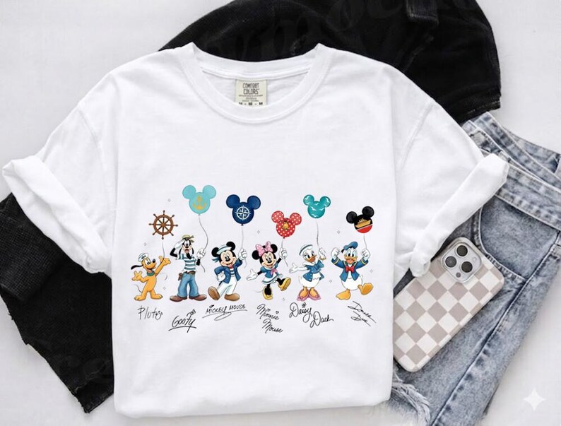 Comfort Colors Mickey And Friends Cruise Shirt, Nautical Disneyland Cruise Tee, Family Vacation Graphic Shirt, Disneyworld Trip Matching Top image 2