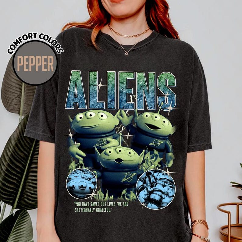 Comfort Colors Toy Story Aliens Shirt, Retro Disneyland Matching Family Vacation Tee, Magic Kingdom Theme Park Outfit, Animal Kingdom Gift image 3