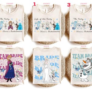 Comfort Colors Disneyland Bachelorette Party Shirt, Elsa Frozen Bachelorette Tee, Anna Olaf Ice Queen Squad Shirt, Fairytale Bride Trip Gift image 1