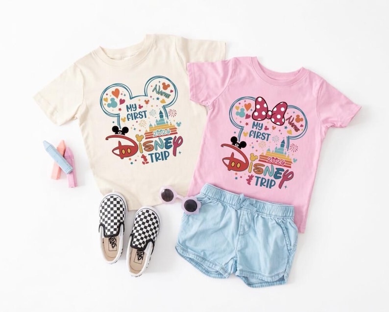 Custom My First Disneytrip 2026 Comfort Colors Shirt, Mickey Minnie Couple Shirt, Family Trip 2026, Disneyland Vacation Family Matching Trip image 1