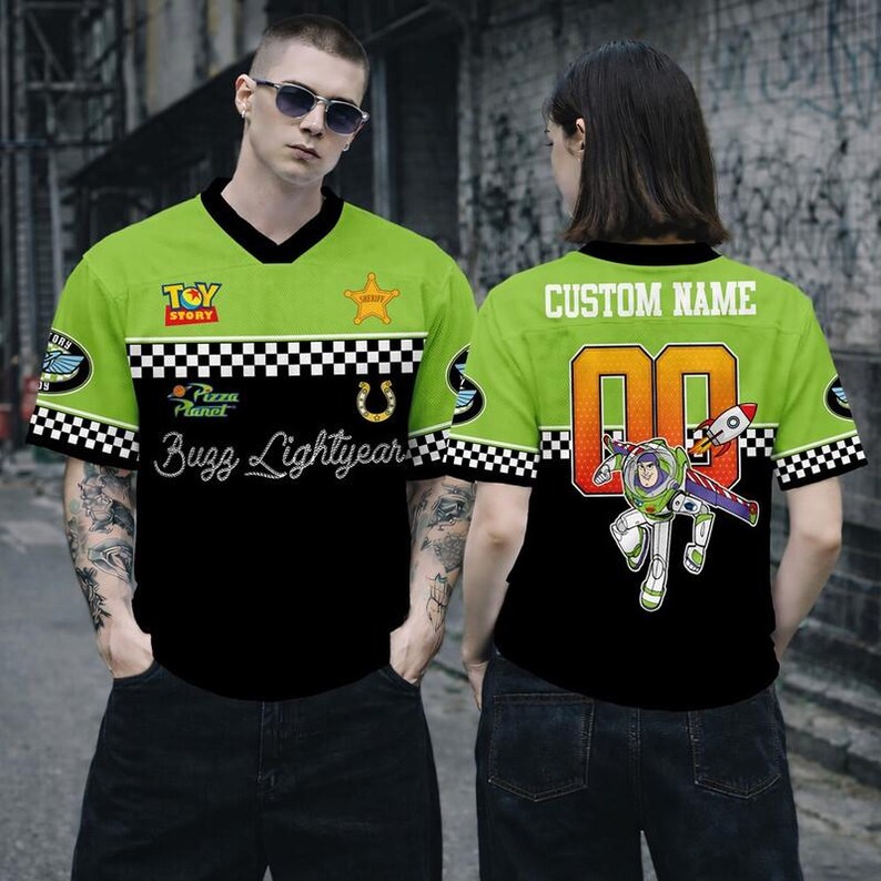Personalized Toy Story Football Jersey, Custom Name Buzz Lightyear Jessie Woody Toy Story Croptop Football, Toy Story Jersey Birthday Gift image 4