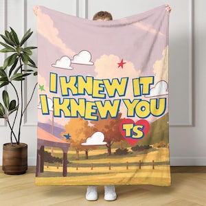 Tay Story 5 Fleece Blanket, I Knew It I Knew You Throw Blanket, TS Music Fan Gift, Retro Cartoon Clouds Cozy Bedding,Nursery Kids Room Decor image 1