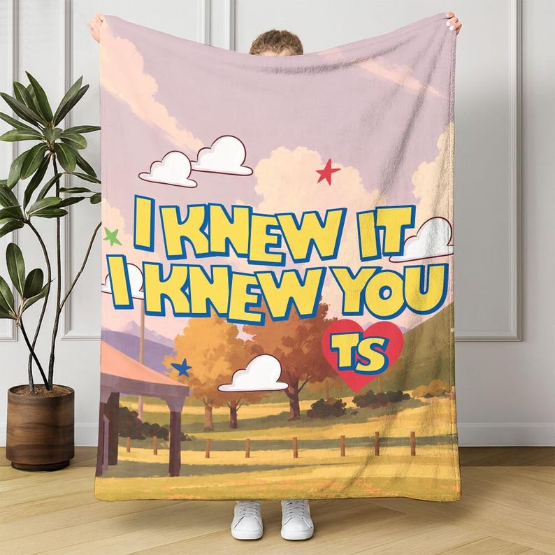 Tay Story 5 Fleece Blanket, I Knew It I Knew You Throw Blanket, TS Music Fan Gift, Retro Cartoon Clouds Cozy Bedding,Nursery Kids Room Decor image 1