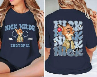 Komfortfarben Nick Wilde und Judy Hopps passendes Shirt, niedliches Cartoon-Paar-T-Shirt, Zootopia inspiriert Film-Fans Geschenk, Disneyland Trip Shirt