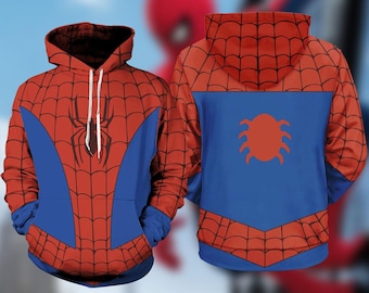 Sudadera con capucha y estampado 3D de Spider-Man, sudadera de cosplay con traje de Spider-Man, disfraz de Halloween, cosplay de superhéroe, sudadera con capucha de Spider-Man