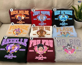Komfort Farben Zootopia Varsity Shirt, Zootopia Charaktere Shirt, Nick Wilde Judy Hopps Finnick Flash Tee, Disneyland Cartoon, Geburtstagsgeschenk