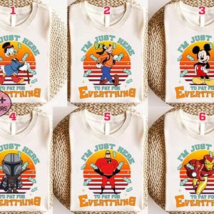 Komfortfarben Ich bin nur hier, um für alles zu bezahlen Shirt, Disneyland Papa Sohn passendes T-Shirt, Disneyland Reise, Vatertagsshirt, Geschenk für Papa Bild 1