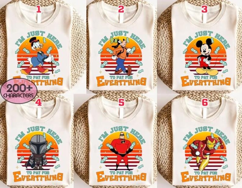 Komfortfarben Ich bin nur hier, um für alles zu bezahlen Shirt, Disneyland Papa Sohn passendes T-Shirt, Disneyland Reise, Vatertagsshirt, Geschenk für Papa Bild 1