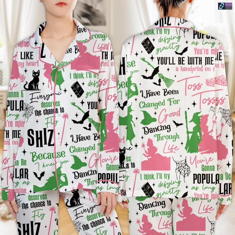 Discover Wicked Changed For Good Pajamas Set, Wicked Movie Pajamas, Shiz University Sleepwear, Wicked Glinda And Elphaba Pajamas, Wicked Musical Gift