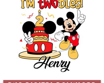 Personalized I'm Twodles PNG, Mickey Birthday Matching, Birthday Party, Birthday Gift, Two Birthday Png, Family Birthday, Digital Download