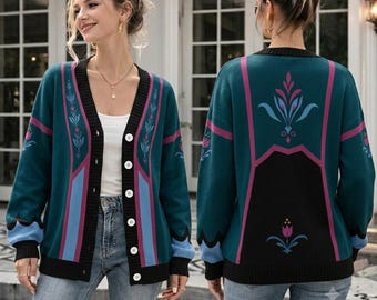 Anna Cardigan, Anna Frozen Costume Sweater, Princess Halloween Outfit, Fairytale Character Cosplay Cardigan, Spooky Season Apparel
