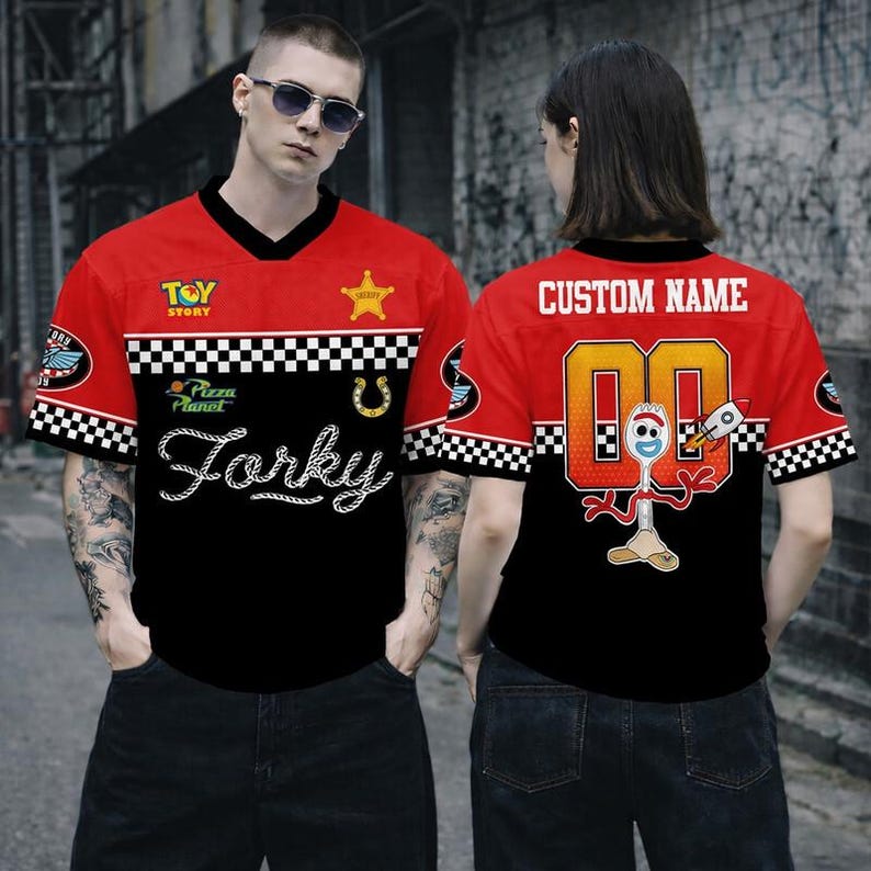 Personalized Toy Story Football Jersey, Custom Name Buzz Lightyear Jessie Woody Toy Story Croptop Football, Toy Story Jersey Birthday Gift image 7