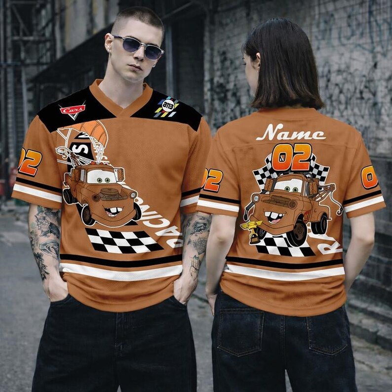 Personalized Disneyland Cars Football Jersey, Lightning McQueen Kids Football Tee, Custom Cars Movie Croptop Football Shirt, Magic Kingdom image 5