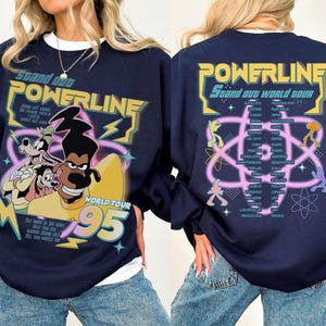 Camiseta Disneyland Powerline Stand Out World Tour 95 Comfort Colors, Camiseta Powerline de la película de Goofy, Camiseta a juego para la familia, Camiseta del Reino Mágico imagen 3