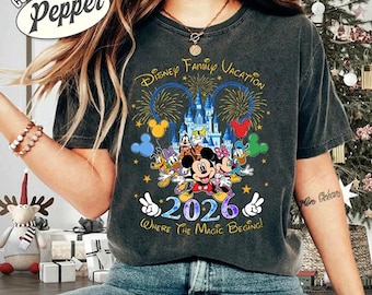 Koszulka Comfort Colors Disneyland Family Vacation 2026, Rodzinna wycieczka Myszki Miki i Przyjaciele, Koszulka Disneyland, Rodzinne wakacje, Wakacje w Disneylandzie