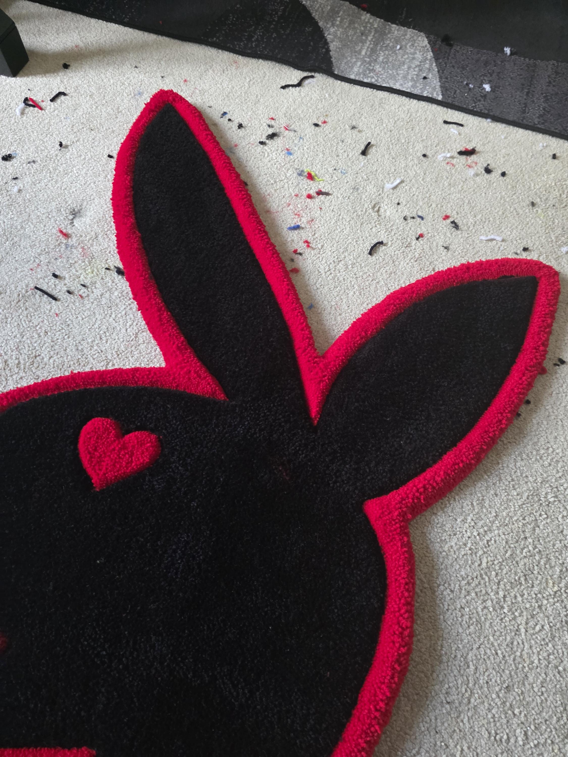 Heart Rug Cartoon Bunny Heart Rug (handmade to Order) - Etsy