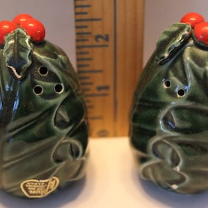 Ceramic Salt and Pepper Shakers Vintage Lefton Holly with Red Berries