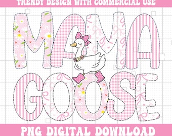 Mama Goose Coquette Laço Floral Feminino Rosa PNG, Flor Vintage Hippie Goose PNG, Clipart Pastel Silly Goose Primavera, Cute Goose Coquette Feminino